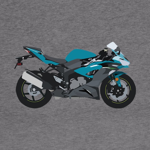 Motorcycle Kawasaki Ninja ZX-6R PEARL NIGHTSHADE TEAL by WiredDesigns